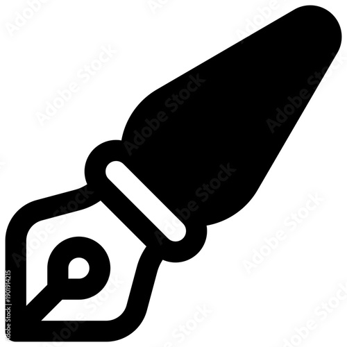 Pointed pen. Outlined stroke vector icon with black-filled details.