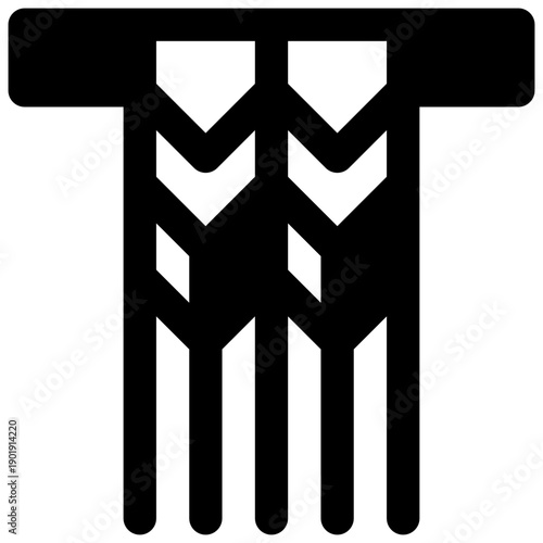 Macramé. Outlined stroke vector icon with black-filled details.
