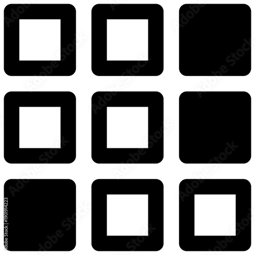 Mosaic tiles. Outlined stroke vector icon with black-filled details.