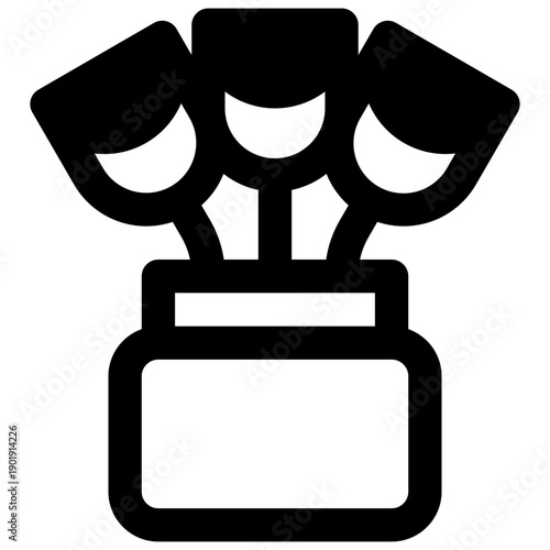 Floral arrangement. Outlined stroke vector icon with black-filled details.