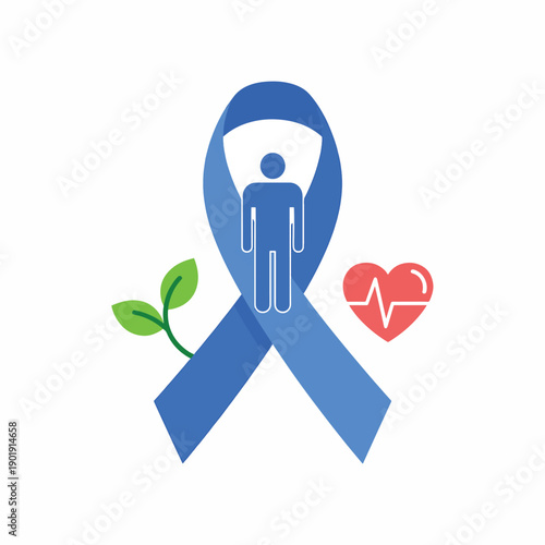 Blue Ribbon Awareness Symbol Health.