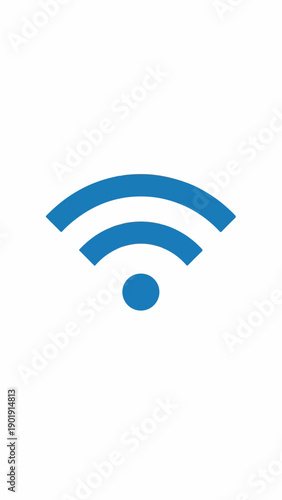 A blue Wi-Fi symbol on a white background