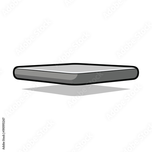 A gray mattress with a shadow