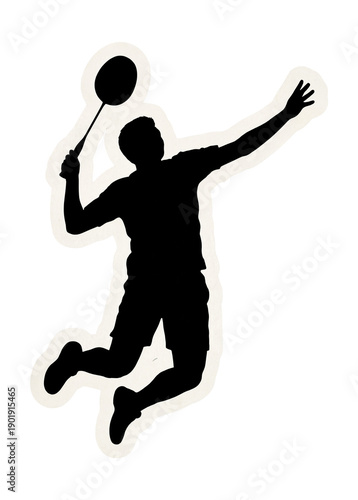 Fast smash pose silhouette paper sticker cutout.