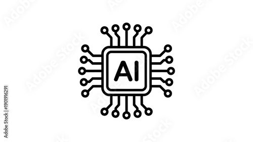 AI Chip Illustration: A stylized illustration of a central processing unit (CPU) featuring the letters AI within its circuitry, representing artificial intelligence.