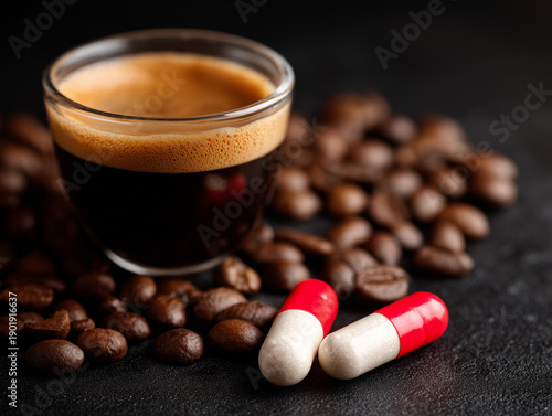 Coffee and Prescription Medication Interaction Concept Showing Health and Drug Safety Risk