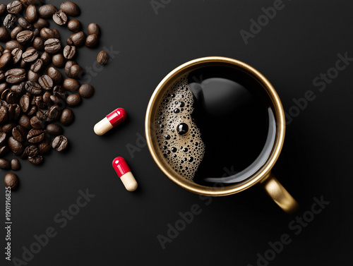 Coffee and Prescription Medication Interaction Concept Showing Health and Drug Safety Risk