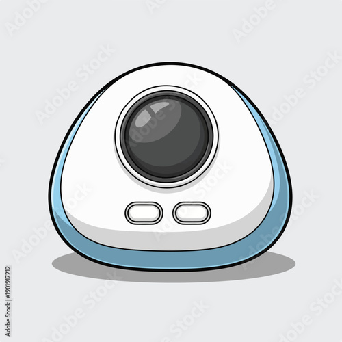 A cartoon-style illustration of a white and blue object