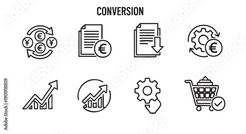 Vector illustration of financial conversion and business processes flow