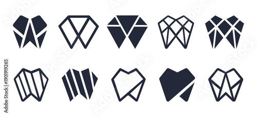 Geometric Tooth Logo Set Vector Design