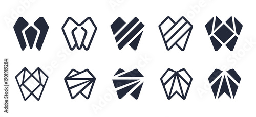 Geometric Tooth Logo Set Vector Design