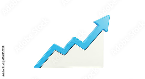 3D Blue Arrow Graph Showing Upward Trend