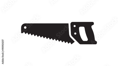 Hand Saw Silhouette in Simple Monochrome on White Background for DIY Projects