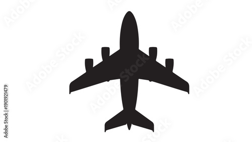 Airplane Silhouette in Modern Minimalist Style with Dramatic Backlighting on White Background for Aviation Industry