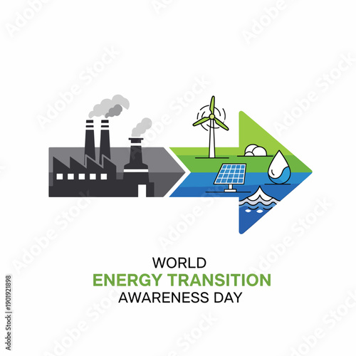 A graphic illustrating the shift from industrial to renewable energy sources