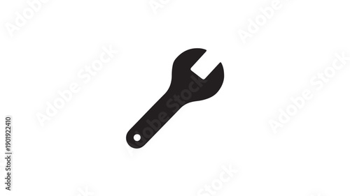 Adjustable Wrench Icon in Simple Flat Design with Black Color on White Background for Web UI