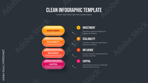 Business Profile Four Element Diagram Frame Template. Creative Briefing Slideshow Design Vector Illustration. Professional Campaign 4 Option Infographic Slide Layout.
