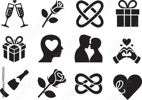 Couple sharing romantic moment with champagne and roses, symbols of love and celebration.