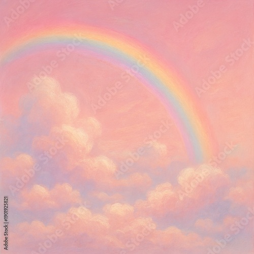 Wallpaper Mural Pink sky with rainbow and soft clouds Torontodigital.ca