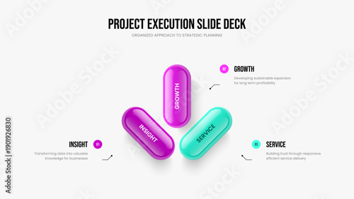 Creative Solution Three Option Infographic Presentation Template. Sales Performance 3 Element Diagram Frame Layout. Market Innovation Slideshow Design Vector Illustration.