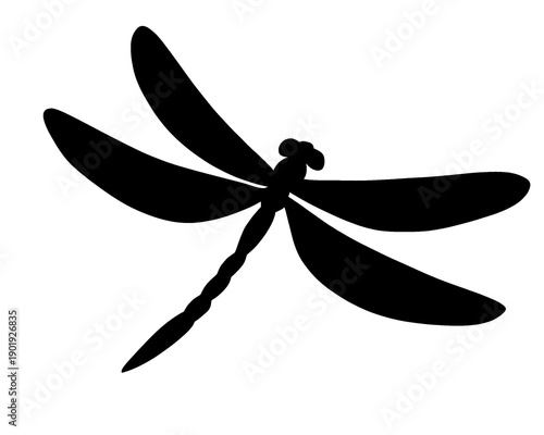 silhouette of a flying dragonfly, icon isolated on a white background

