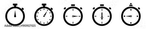 Various stopwatch and timer icons illustrating time measurement, seconds, minutes, and elapsed time, essential for sports, fitness, and productivity tracking tools