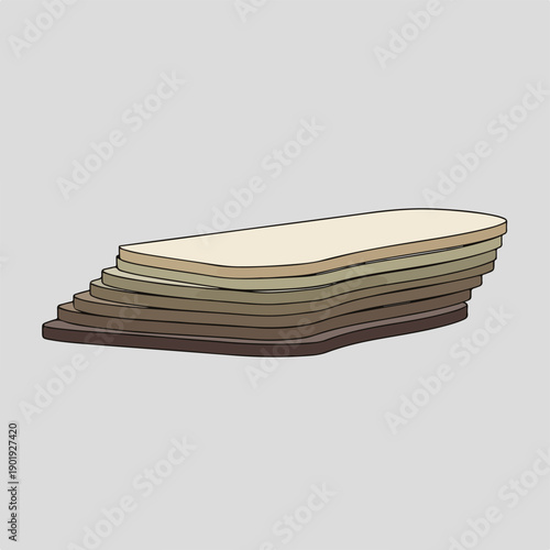 A stack of rounded, layered, colored platforms