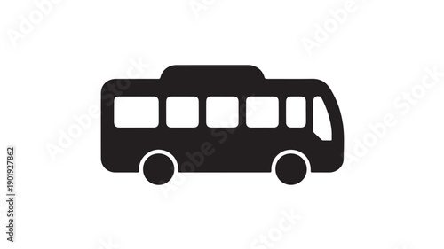 City Bus Silhouette in Modern Minimalist Style with Solid Black Color on White Background for Transportation Icon