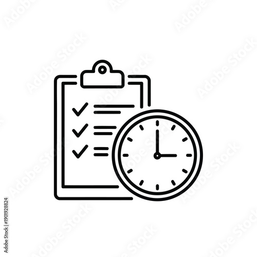 A checklist with a clock symbolizing time management and task completion.
