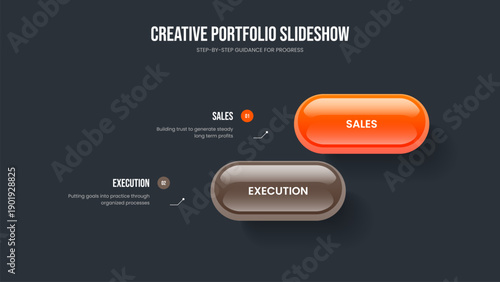 Sales Overview 2 Option Infographic Frame Layout. Creative Report Presentation Template Vector Illustration. Project Proposal Two Element Diagram Slideshow Design.