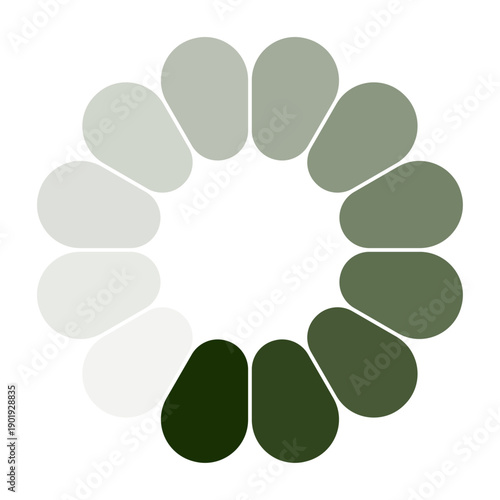 Dark green download or update icon in the form of a flower petal, Vector illustration