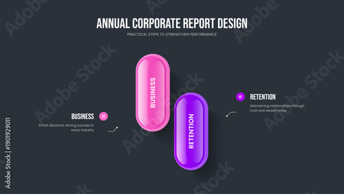 Modern Visualization 2 Element Infographic Frame Design. Digital Analysis Slide Template Vector Illustration. Product Portfolio Two Option Diagram Presentation Layout.