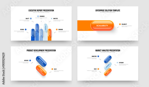 Business Profile Five One Two Three Option Diagram Presentation Template Vector Illustration Collection. Investor Briefing 5 1 2 3 Element Infographic Frame Layout Bundle.