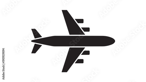 Airplane Silhouette in Modern Minimalist Style with Dark Color on White Background for Aviation Logo