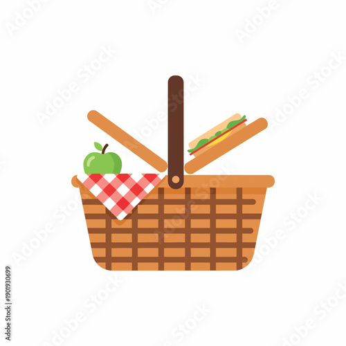 A picnic basket with food