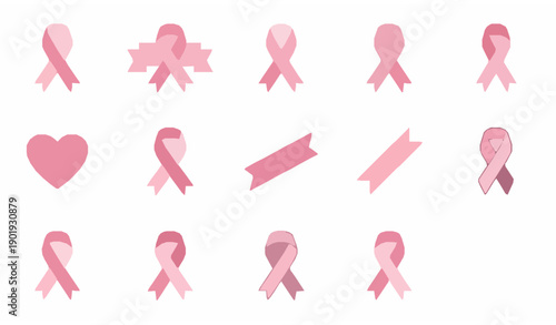 SEO Friendly Title
Pink cancer awareness ribbon icon set for breast cancer awareness campaigns