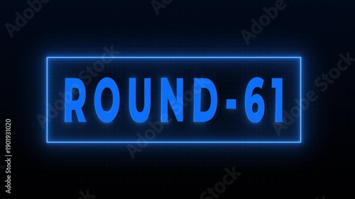Round 61 Neon Digital Countdown HUD Screen Animation Background 4K