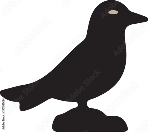 Schilderij op canvas Black bird silhouette isolated on transparent background