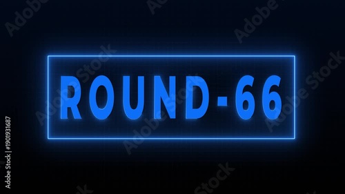 Round 66 Neon Digital Countdown HUD Screen Animation Background 4K