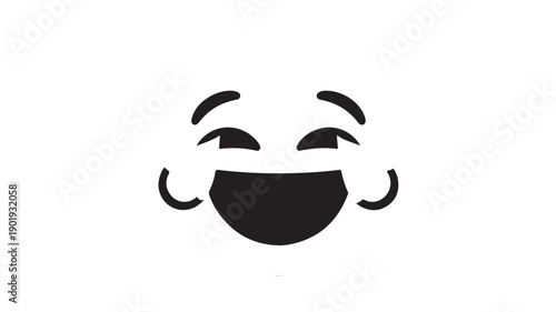 Winking face with face mask in simple flat design with black color on white background for social media
