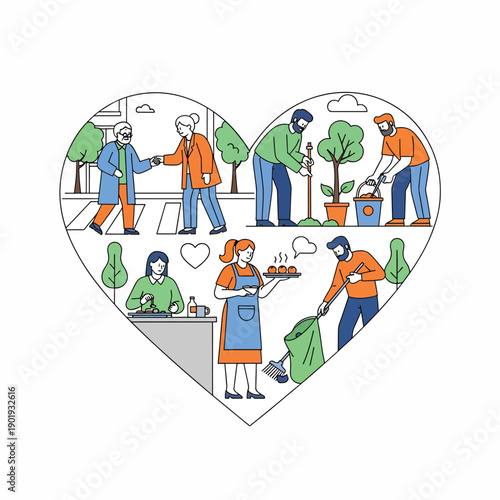 People doing community service work together.