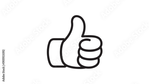 Thumbs up icon in simple minimalist style with black outline on white background for social media