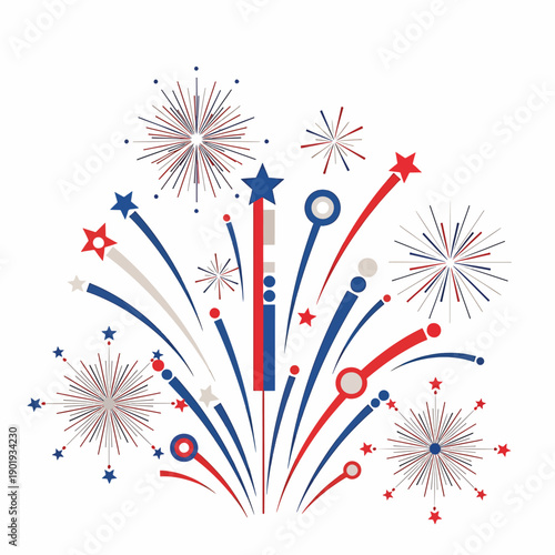 Red White and Blue Fireworks Display.