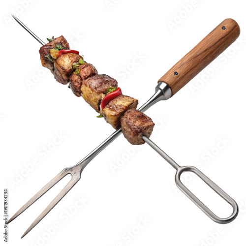 Double Prong Barbecue Skewer for Firm Gripping