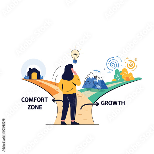 Woman Deciding Between Comfort and Growth.