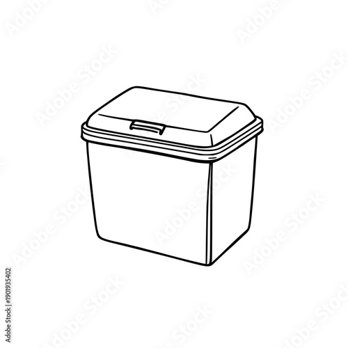 Minimalist Reusable Lunch Box Line Art Illustration on White Background – Perfect for Eco-Friendly, Healthy Eating & Zero Waste Concepts