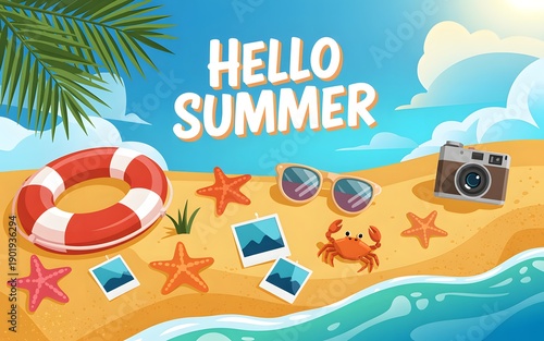 Wallpaper Mural Vibrant beach scene welcoming summer with colorful elements Torontodigital.ca