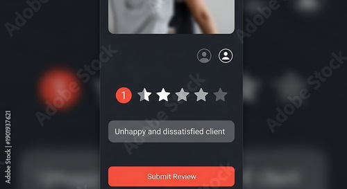 Wallpaper Mural Mobile App Review Interface with One-Star Rating and Submit Button. Torontodigital.ca