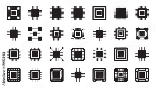Microchip CPU Icons Set