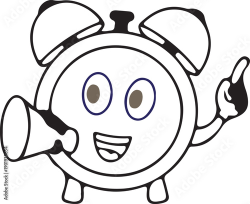 Retro alarm clock on a white background, vintage design, nostalgic aesthetic, simple illustration